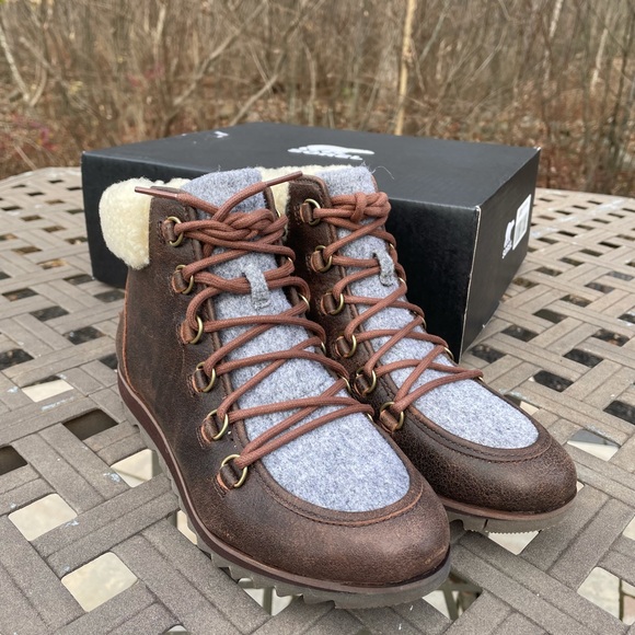 SOREL HARLOW LACE COZY 7 Women's Outdoor Boots Brown Leather Waterproof New - Picture 7 of 10